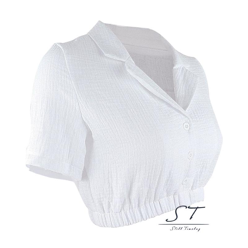 Áo Thun Lửng Ngắn Tay Hai Dây Màu Sắc Đơn Giản Dành Cho Nữ