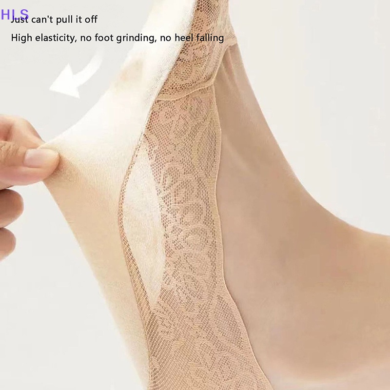 1 Đôi Tất Ren Hoa Cổ Thấp Bằng Silicone Chống Trượt