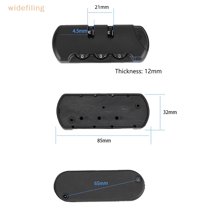 Ổ Khóa Vali Du Lịch 3 Chữ Số Bằng Nhựa Màu Đen Kèm Dây Xích Cố Định Chống Trộm Tiện Dụng