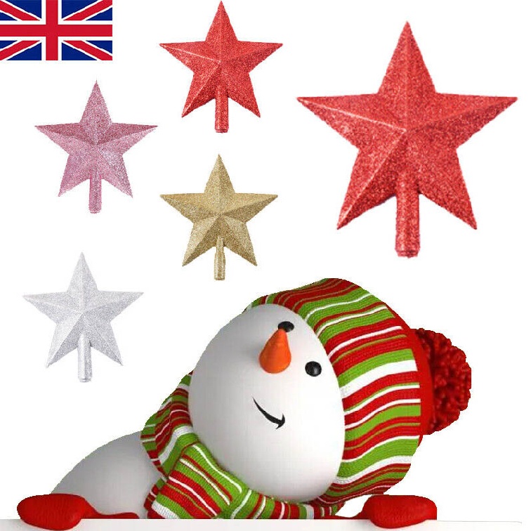 New Glitter Star Christmas Tree Topper Decoration Xmas Tree Top Glitter Ornament