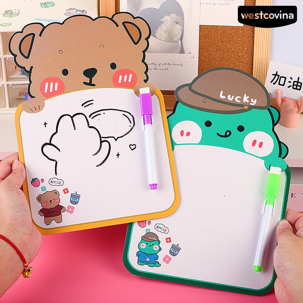 [WSTN]✎Bảng Vẽ Hình Động Vật Dễ Thương Có Thể Xóa Được Và Tái Sử Dụng Cho Trẻ Em