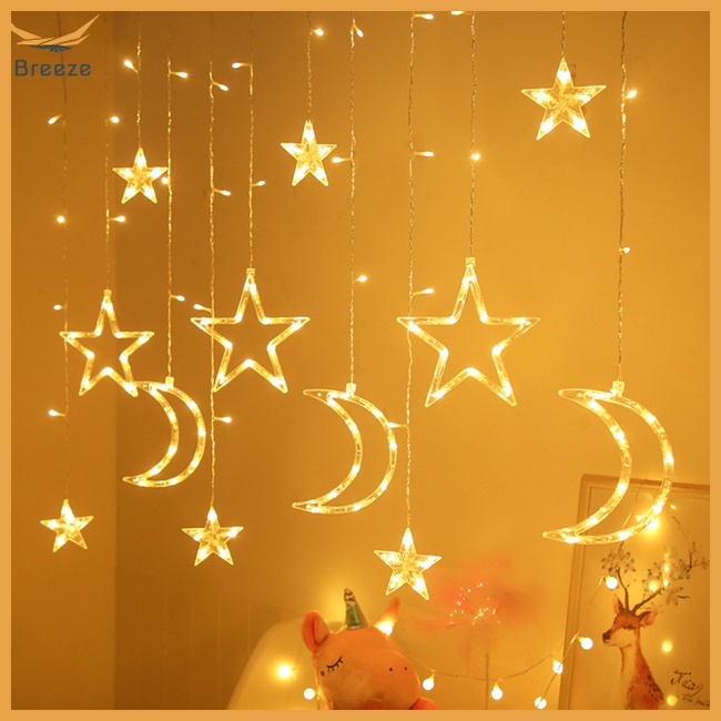 Dây Đèn Led Ip44 Ip44 Hình Mặt Trăng / Ngôi Sao 8 Chế Độ Chống Thấm Nước Trang Trí Giáng Sinh
