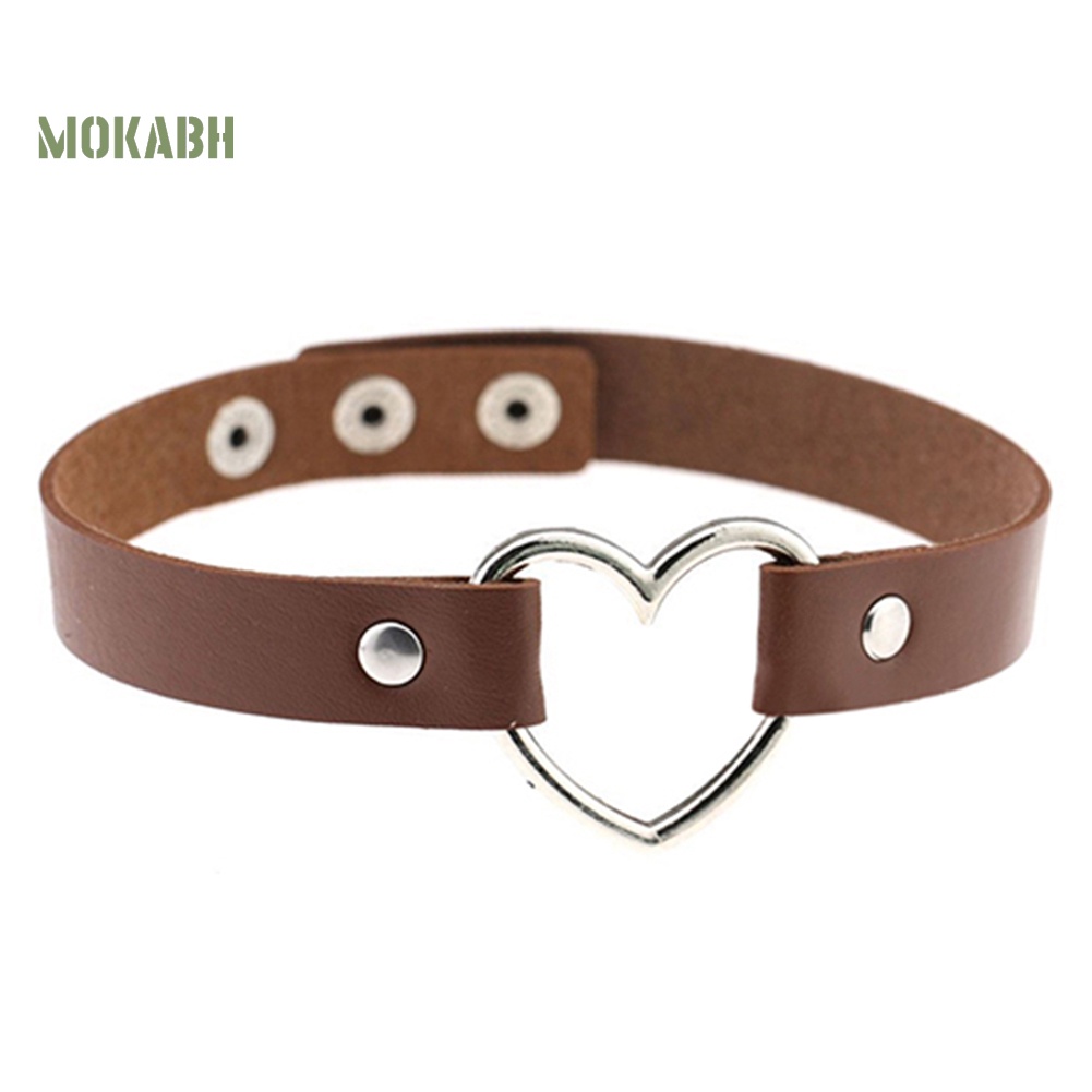 Vòng Cổ Choker Giả Da Họa Tiết Trái Tim Rỗng Phong Cách Gothic Punk