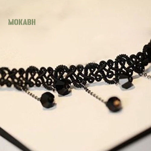 [Mok Abh] Vòng Cổ Choker Đính Đá Và Tua Rua Phong Cách Gothic