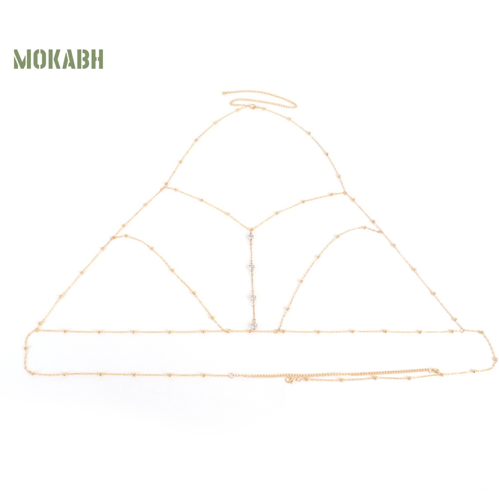 [Mok Abh] Dây Xích Đeo Ngực Có Thể Điều Chỉnh Đính Đá Sang Trọng Quyến Rũ