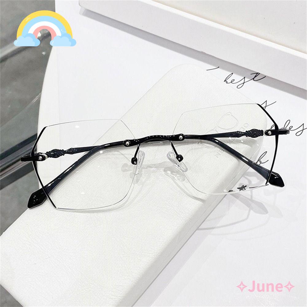 JUNE Mắt Kính Chống Tia Sáng Xanh Gọng Kim Loại Siêu Nhẹ Thời Trang Unisex