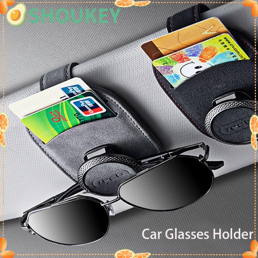 Kẹp Giữ Mắt Kính / Thẻ Trên Xe Hơi Đa Năng Bằng Chất Liệu Da Lộn Tiện Dụng