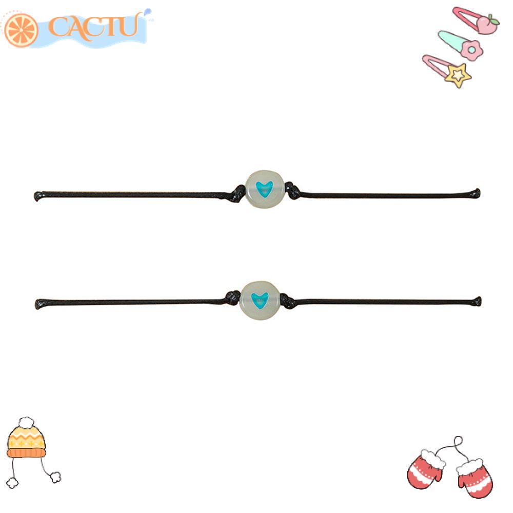 CACTU Bộ 2 Dây Thừng Xỏ Hạt Trái Tim Phát Sáng Thời Trang Có Thể Đ