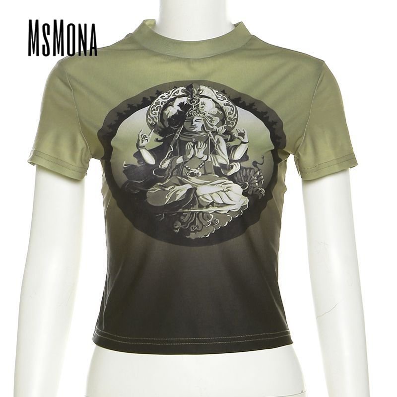 Áo Thun Ngắn Tay Cổ Tròn Màu Trơn Họa Tiết Hoa Thời Trang 2023 Cho Nữ