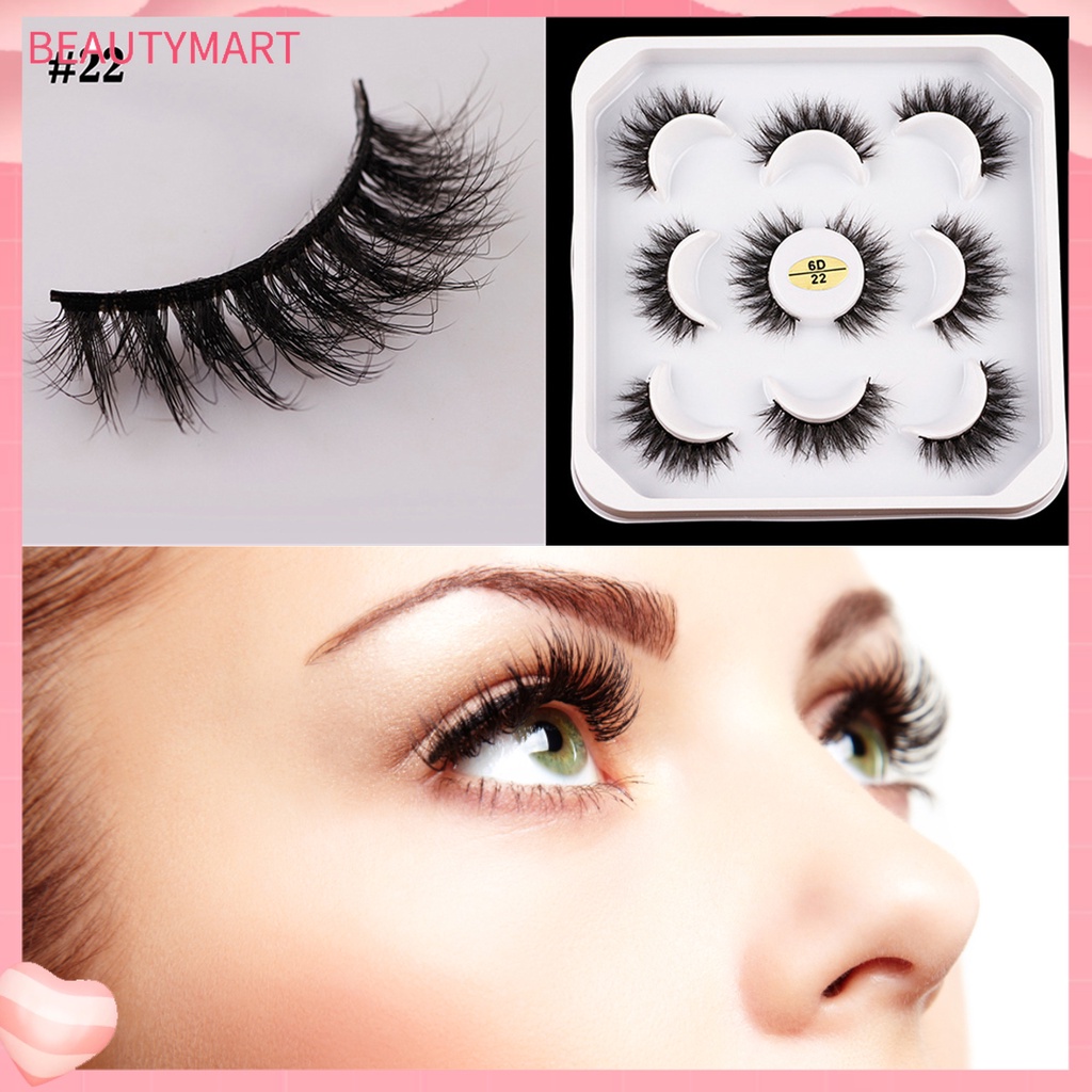 Hộp 5 Cặp Lông Mi Giả Dày 6D Tạo Hiệu Ứng Trang Điểm Làm Đẹp Cho Nữ