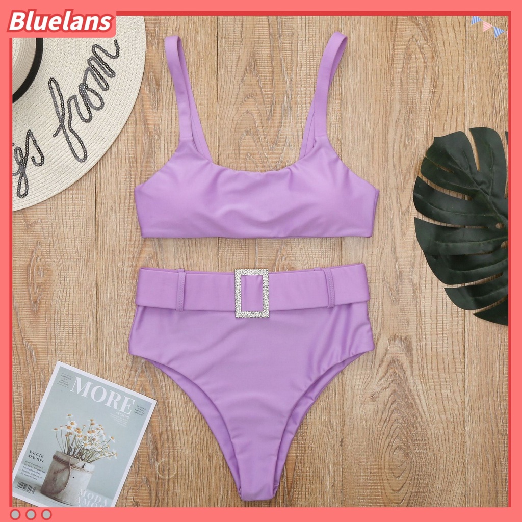 Bộ Đồ Bơi 2 Mảnh Lưng Cao Không Tay Màu Sắc Thời Trang Cho Nữ