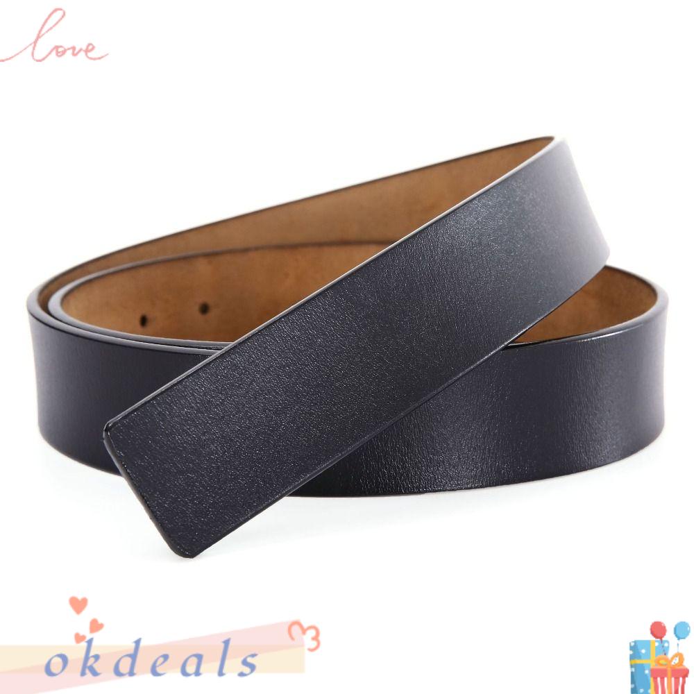 OKDEALS Thắt Lưng Da Thật 3.3CM / 3.7CM Có Lỗ Tự Làm Thủ Công