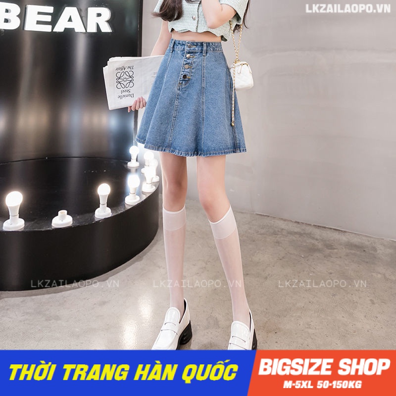 Chân váy denim nữ chân váy jeans bò nữ ngắn Bigsize chân váy nữ lưng cao cạp cao chữ a mùa hè Phong cách Hàn Quốc Thời Trang tiểu thư cá tính xinh đẹp cho người mập béo