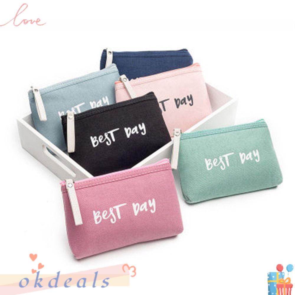 OKDEALS Túi Đựng Mỹ Phẩm Bằng Vải Bố Có Khóa Kéo Tiện Dụng