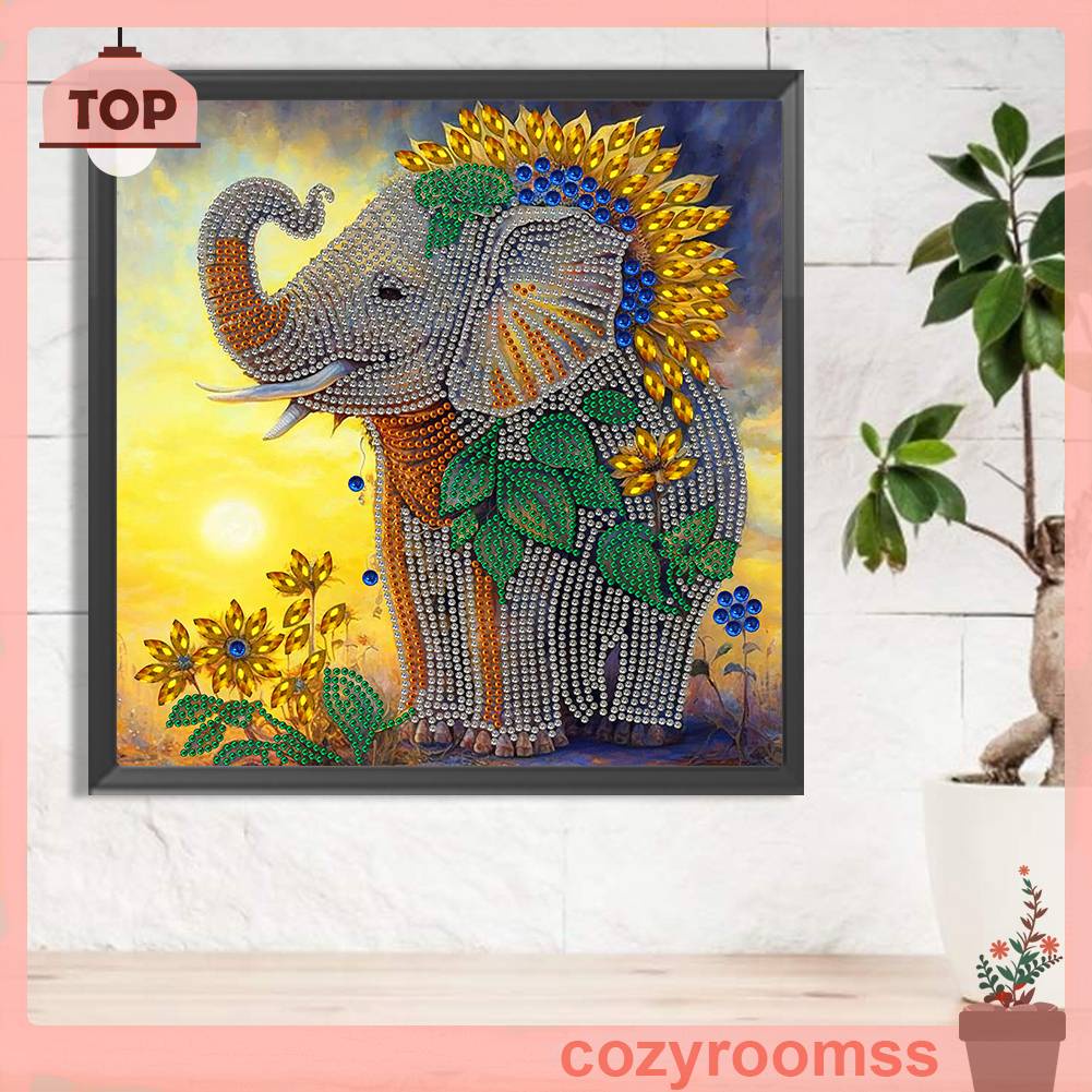 Tranh Đính Đá Hình Hoa Hướng Dương / Voi 5D Xinh Xắn Tự Làm Thủ Công