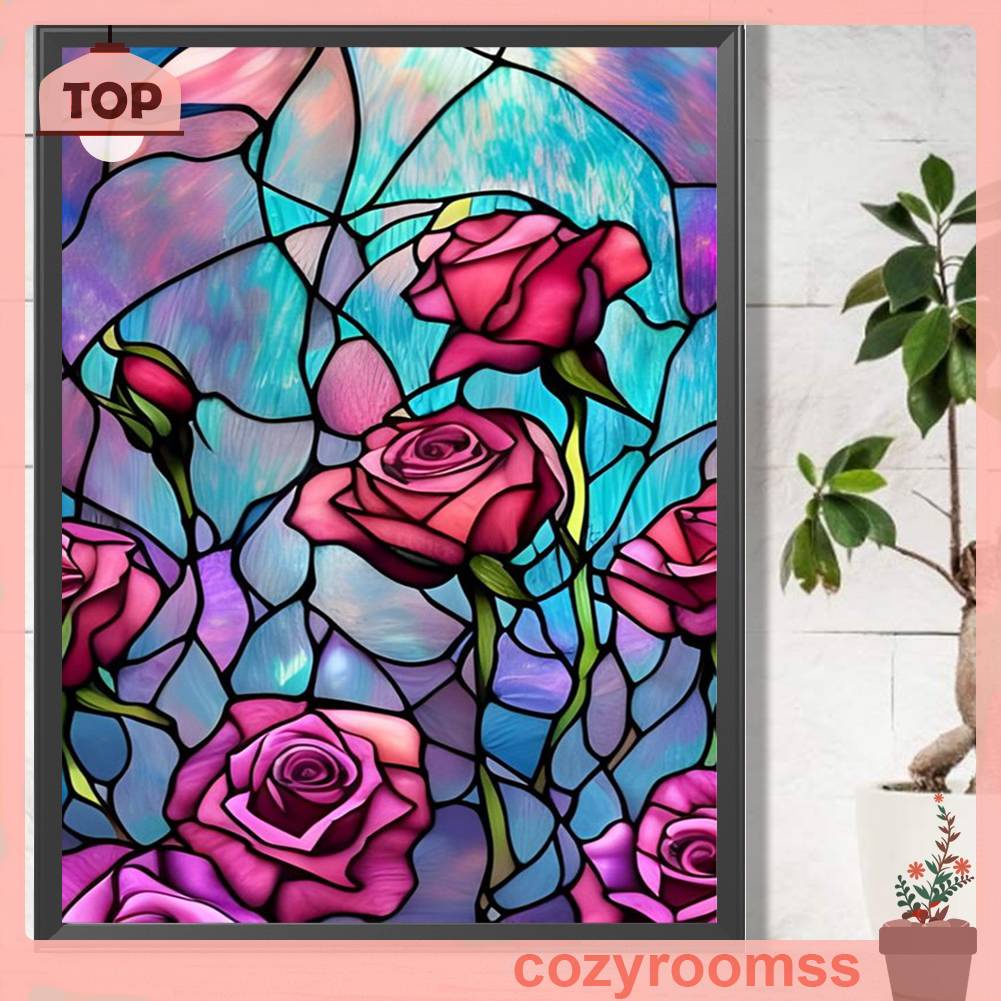 Tranh Đính Đá Kim Cương Toàn Bộ 5D DIY Hình Vẽ Hoa Hồng Trang Trí Nhà Cửa