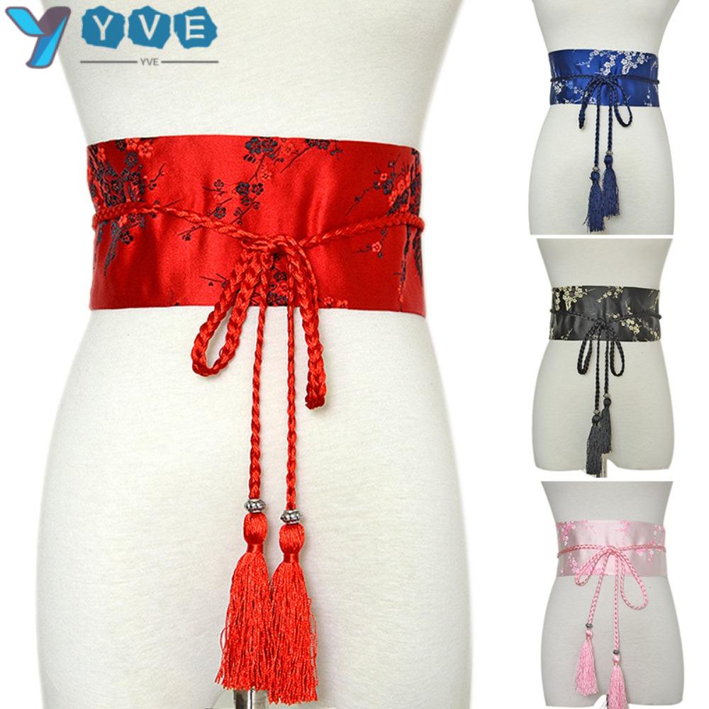 YVE Thắt Lưng Bản Rộng In Họa Tiết Hoa Thắt Nơ Thời Trang