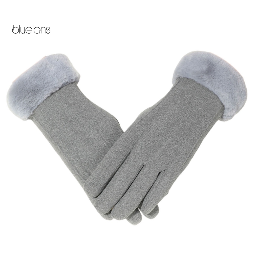 1 Cặp Găng Tay Lông Nhung Màu Trơn Giữ Ấm Mùa Đông Có Thể Chạm Màn Hình Cảm Ứng Dành Cho Nữ