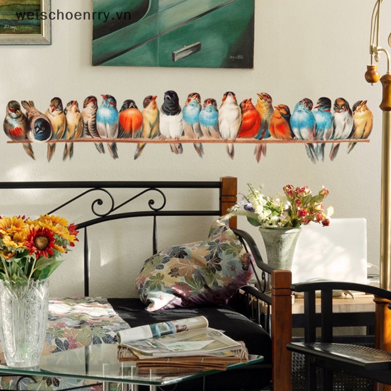 Giấy Dán Tường Họa Tiết Chim Nhiều Màu Sắc Sáng Tạo Trang Trí Phòng Khách
