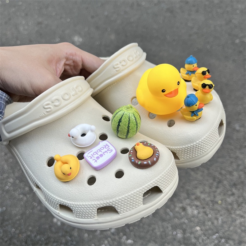 Cartoon Watermelon 3D Jibbitz for Crocs Swimming Ring Jibitz Charm Duck Crocs Jibbits Set Women Shoes Accessories Shoe Charms Pins Decoration