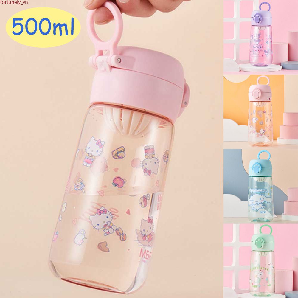 【Sẵn sàng】 500ml Saneio Kuromi Cinnamoroll Pochacco Hoạt hình Hello Kitty Bình đựng nước đáng yêu không thể phá vỡ cho trẻ em Chai nước uống thể thao dành cho trẻ em Tritan Baby Kids Hoạt hình trường học có vòng tay cầm