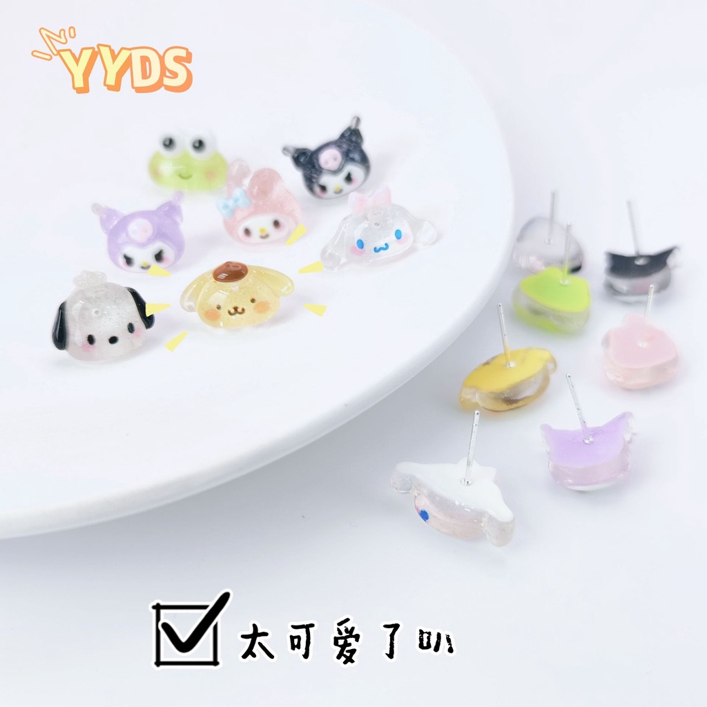 SANRIO Bông Tai Mạ Bạc 925 Hình Kuromi Cinnamoroll Melody Pochacco Dễ Thương Cho Học Sinh H0283