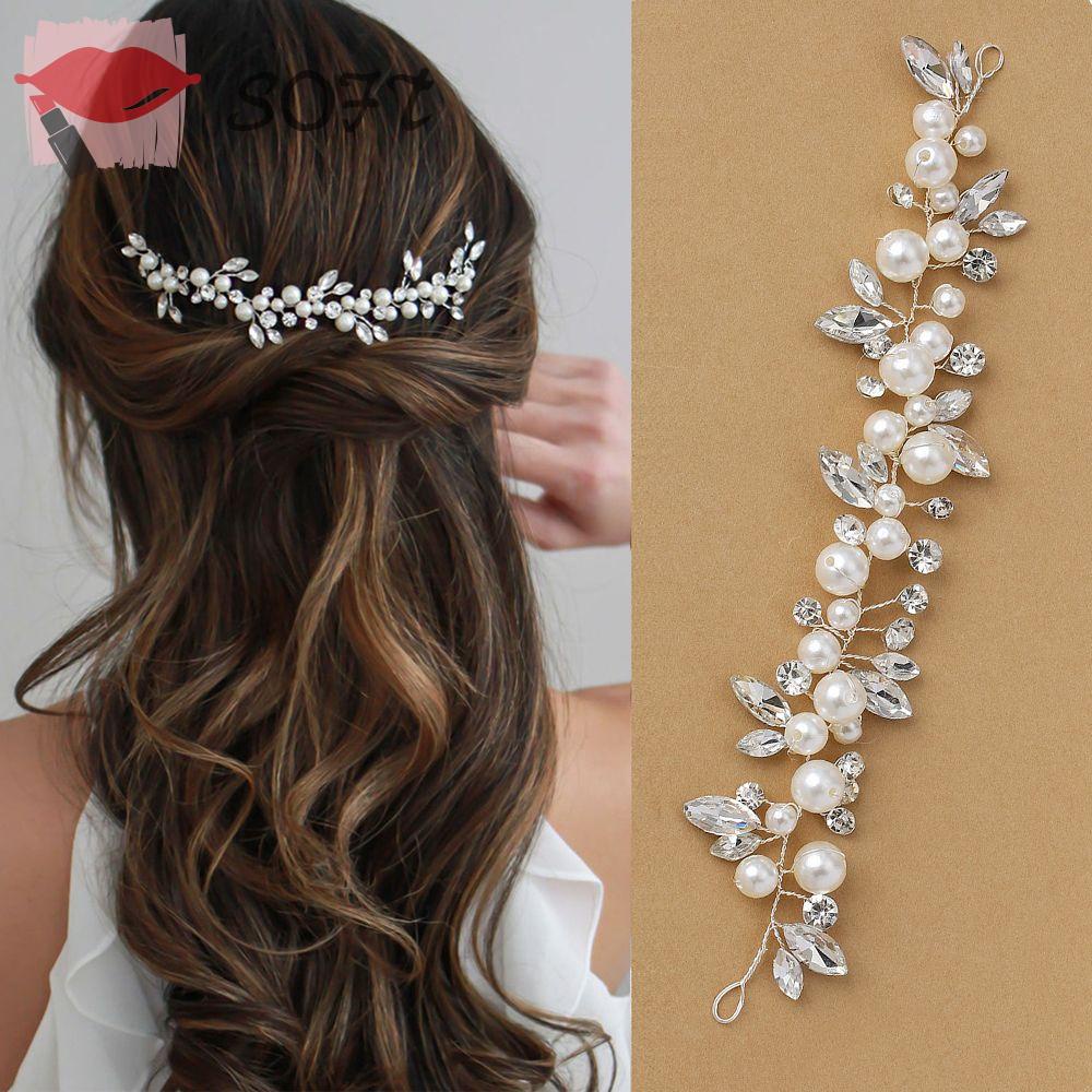 SOFTNESS Trâm Cài Tóc Đính Đá Pha Lê Handmade Cho Cô Dâu
