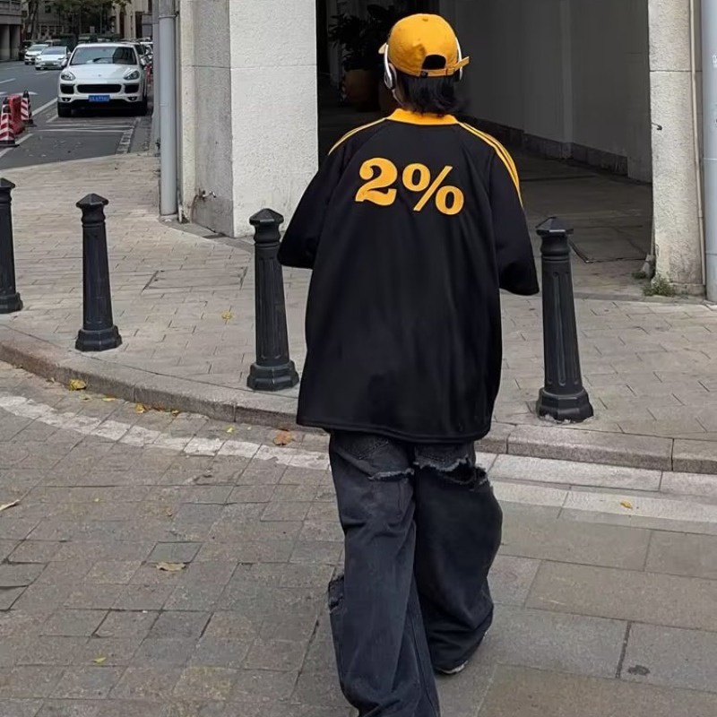 Áo Thun Tay Ngắn Cổ Chữ V In Chữ YOUTANG 2023 Phong Cách Harajuku Đường Phố Thời Trang Cho Nam Và Nữ