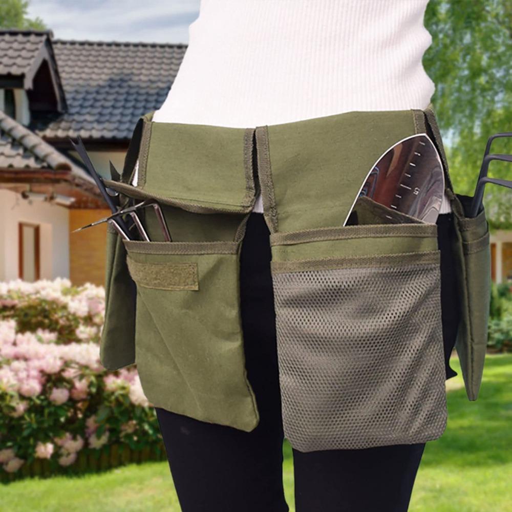 Tạp Dề Làm Vườn 7 Túi Bằng Vải Bạt Màu Xanh Lá Tùy Chỉnh