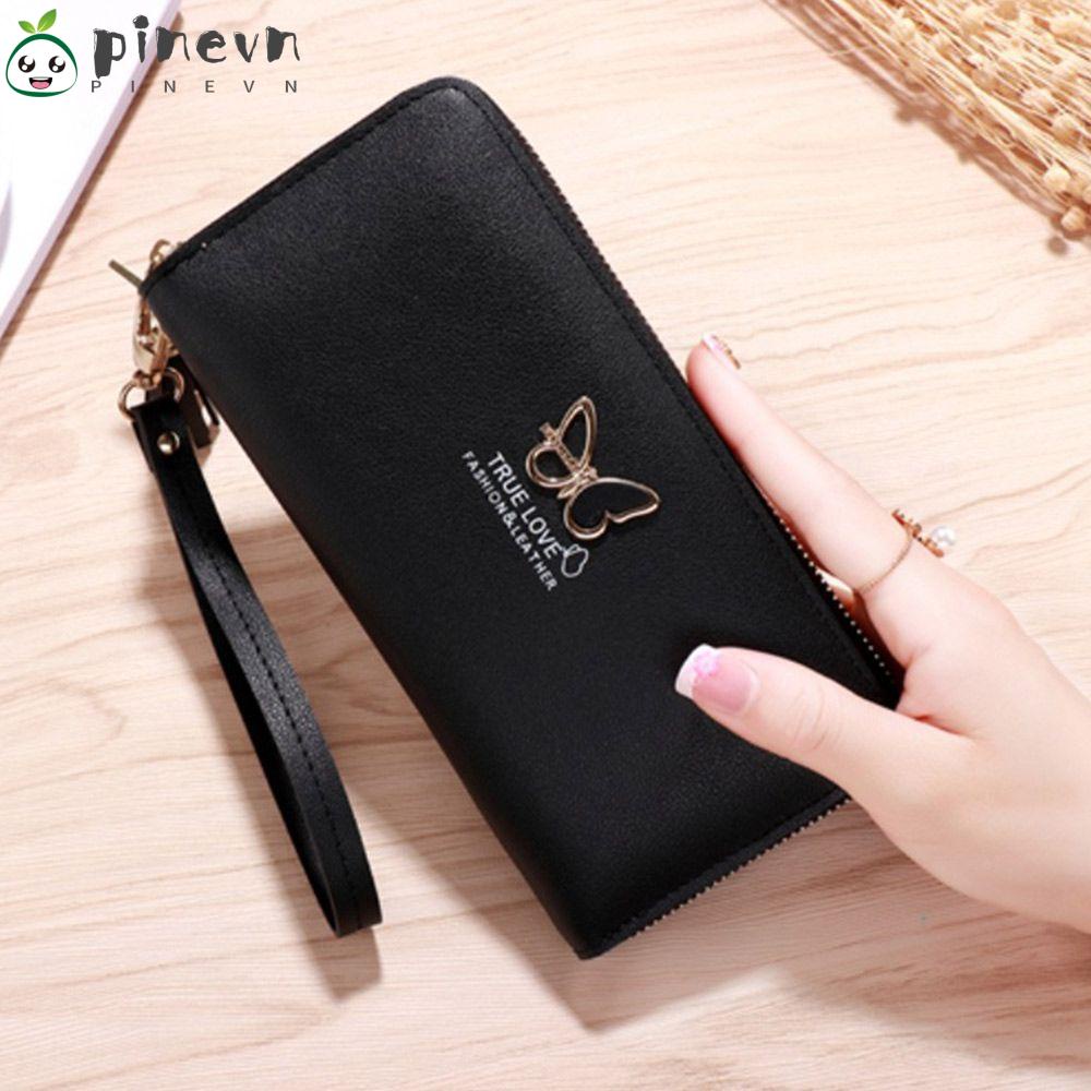 PINEVN Ví Da PU Dáng Dài Hoạ Tiết Bướm