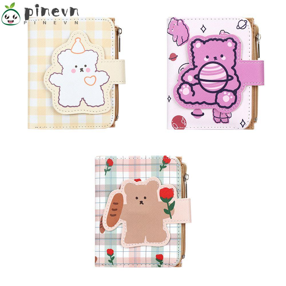 PINEVN Ví Da PU Chất Lượng Cao In Họa Tiết Chú Gấu Đáng Yêu