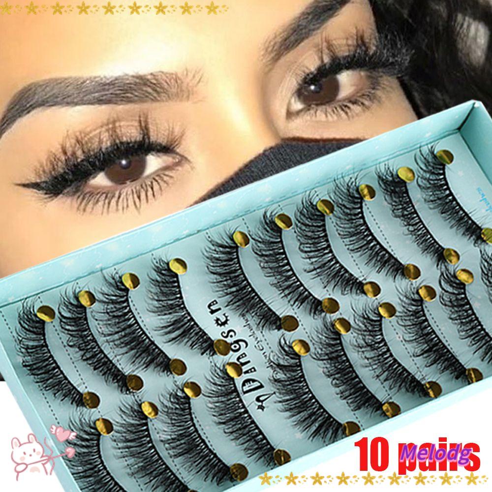 MELODG Set 10 Cặp Lông Mi Giả 3D Tự Nhiên SKONHED