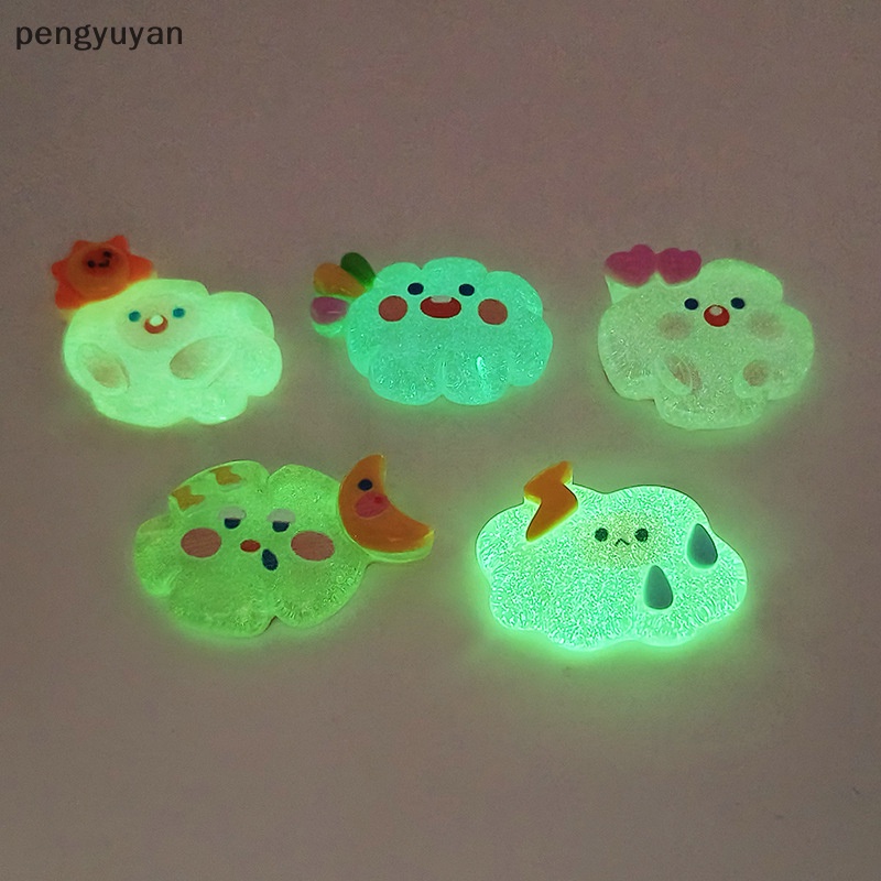 [pengyuyan] Set 5 Tượng Nhựa Phát Quang Mini Hình Đám Mây Trái Tim Mặt Trời Mặt Trăng Hoạt Hình Trang Trí [Mới]