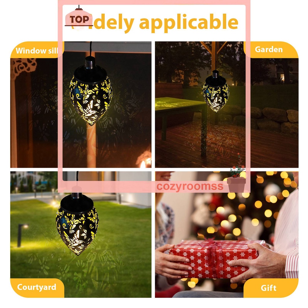 Lồng Đèn Treo Trang Trí Sân Vườn Bằng Sắt Sử Dụng Năng Lượng Mặt Trời Chống Thấm Nước