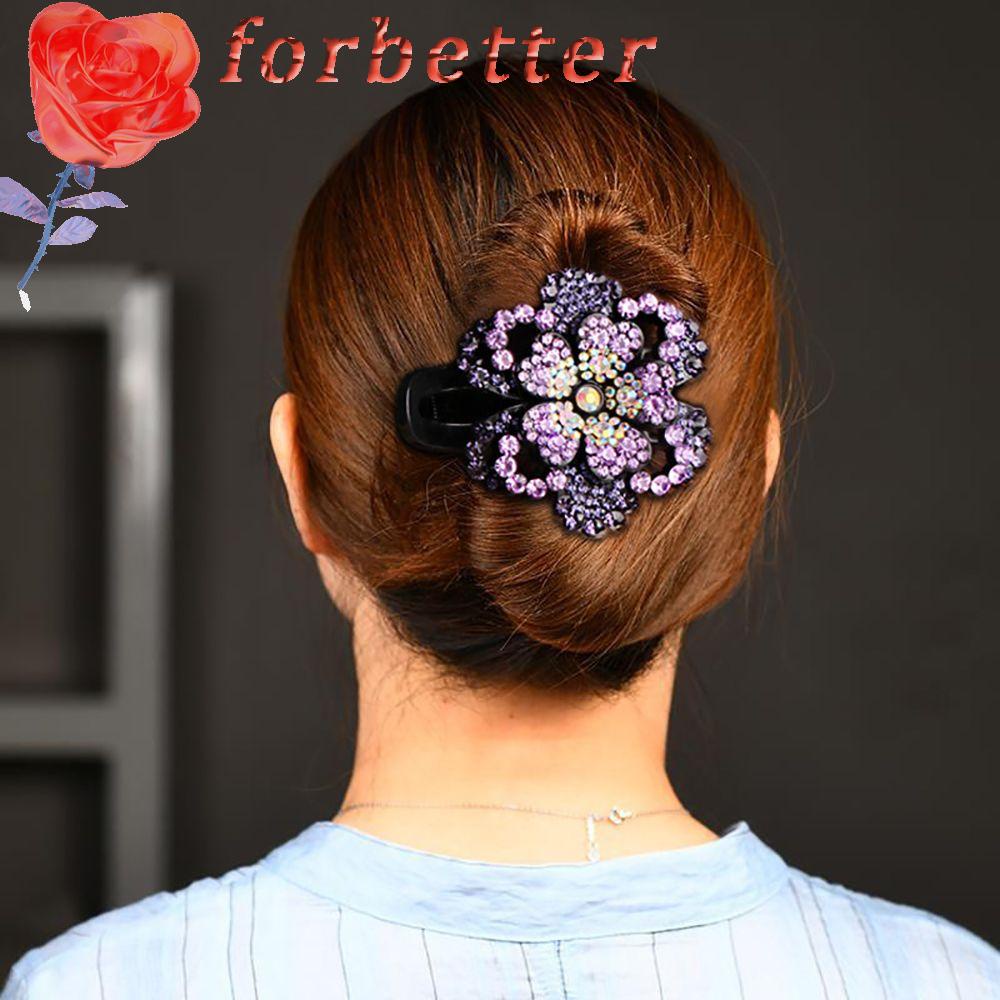 FORBETTER Kẹp Tóc Càng Cua Đính Đá Cổ Điển Thanh Lịch Cho Nữ Giá Đỡ
