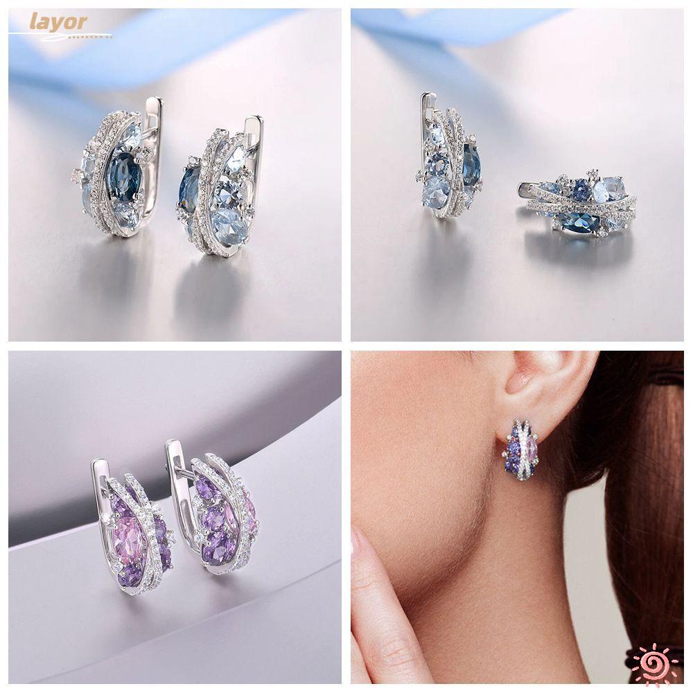 Đôi Khuyên Tai Hình Chữ X Màu Xanh Dương Phong Cách Vintage Dành Cho Đám Cưới