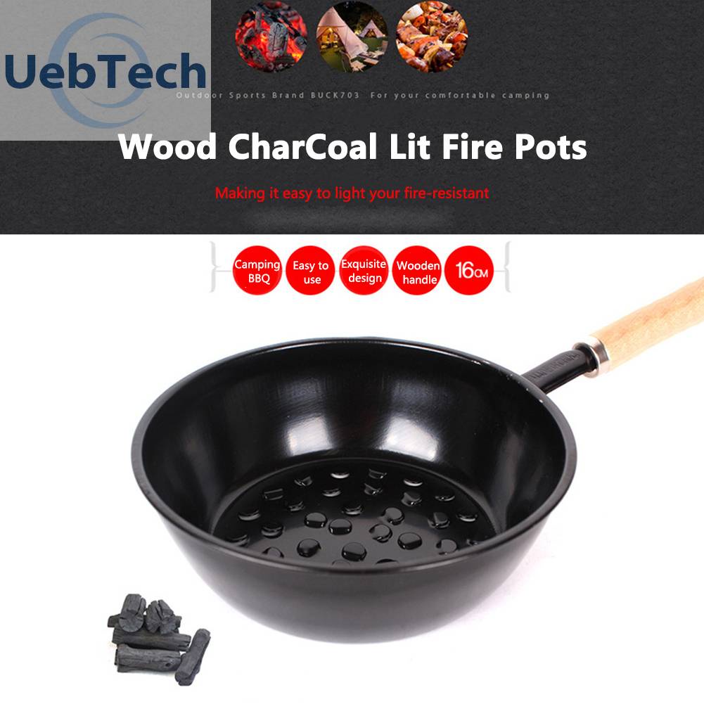 Nồi Nấu Ăn Mini Tay Cầm Bằng Gỗ An Toàn Tiện Dụng Mang Theo Du Lịch Dã Ngoại