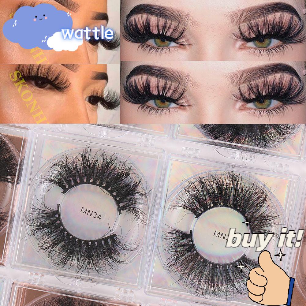 WATTLE 1 Cặp Lông Mi Giả Handmade SKONHED 100% Lông Chồn 3D Dài Tự Nhiên