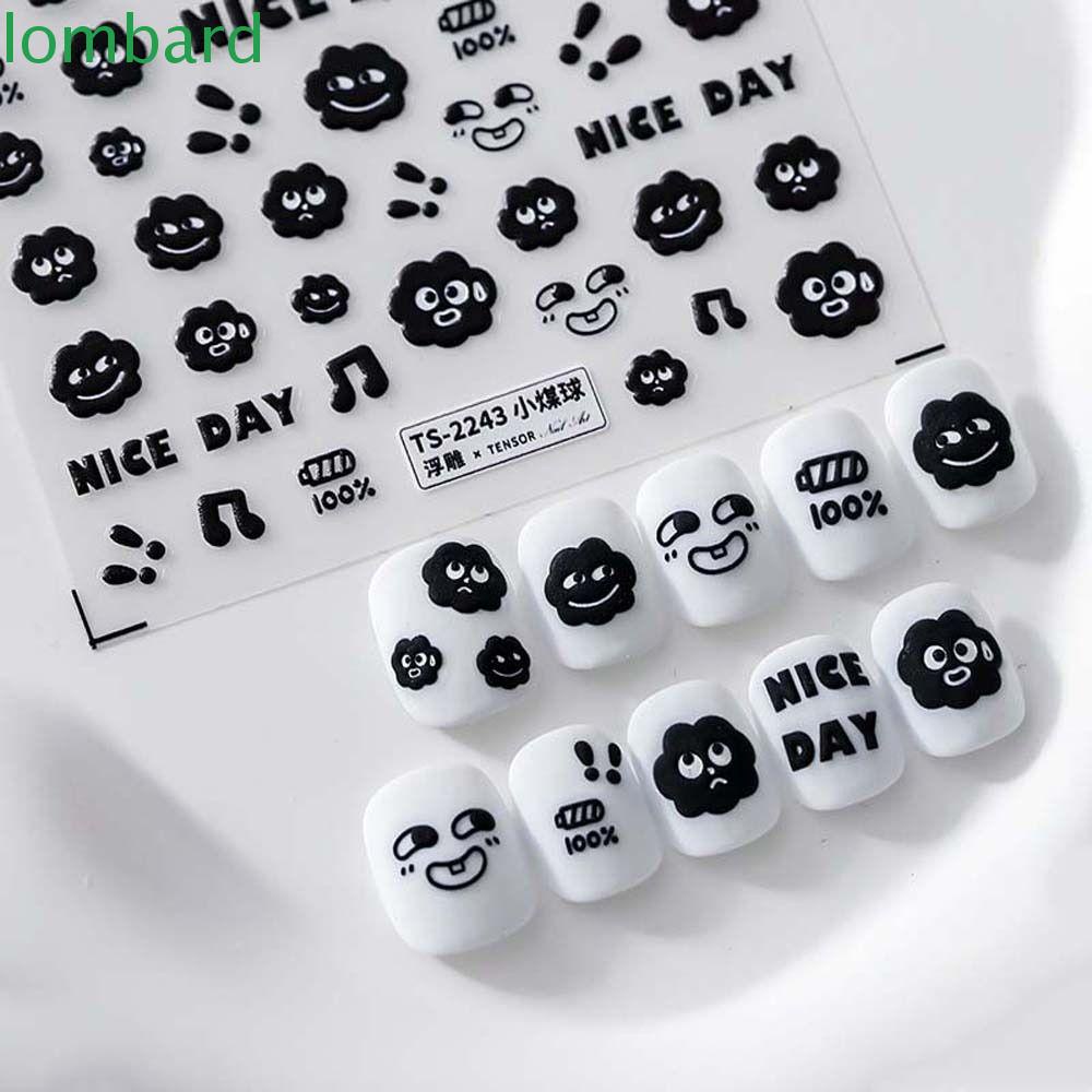 LOMBARD Miếng Dán Trang Trí Móng Tay Hình Động Vật Hoạt Hình Dễ Thương