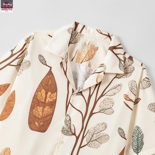 Pleatless Regular Pattern Breathable Fabric Branch Shirt