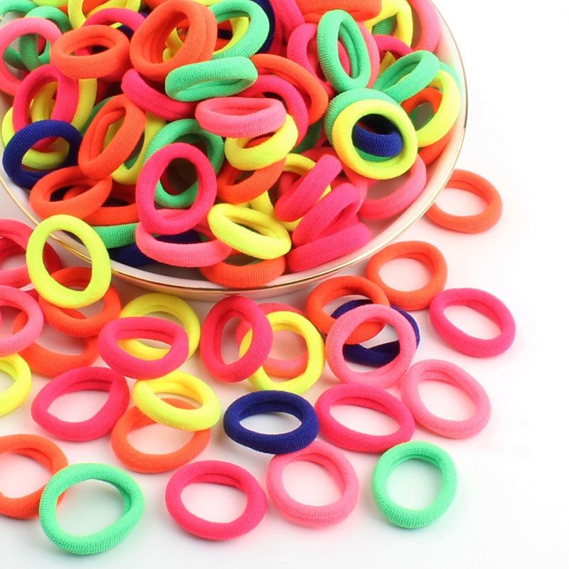 Bộ 50 Dây Cột Tóc Bằng Cotton Không Đường May Co Giãn Màu Đen / Mỏng Nhiều Màu Dành Cho Nữ