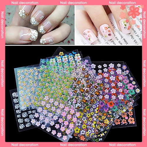 Set 30 Tấm Hình Dán 3D Họa Tiết Hoa / Nơ / Trái Tim Trang Trí Móng Nghệ Thuật