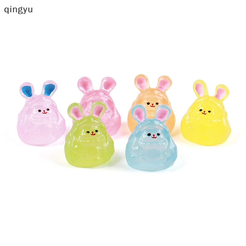 Bộ 2 Tượng Thỏ Hoạt Hình Mini Phát Sáng Trang Trí Tiểu Cảnh