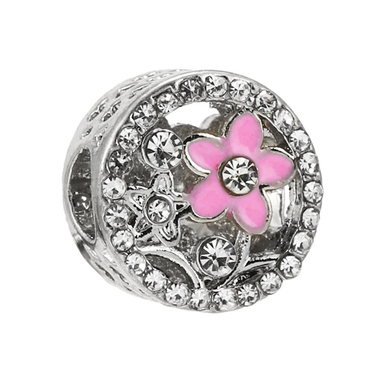 PANDORA Hạt Charm Hình Hoa Màu Hồng Dùng Làm Trang Sức Thời Trang Cho Nữ