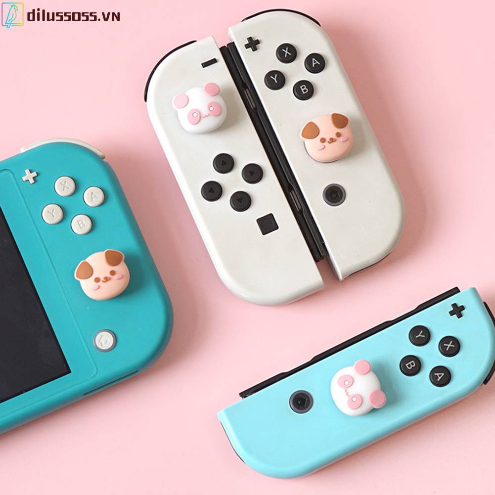 Bộ 4 Nút Bọc Cần Điều Khiển Chơi Game Switch / Switch Bằng Silicone Hình Chú Chó / Gấu