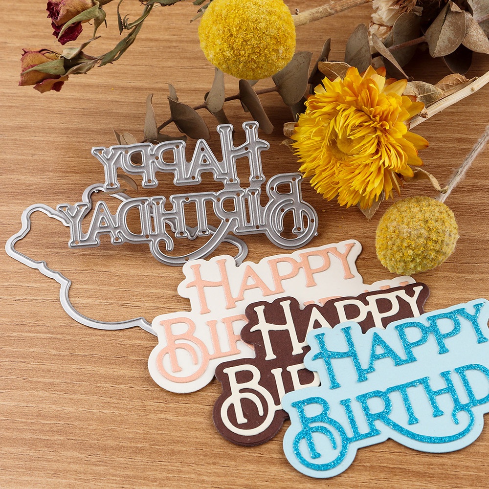 Khuôn Cắt Giấy Kim Loại Hình Chữ Happy Birthday Thẻ