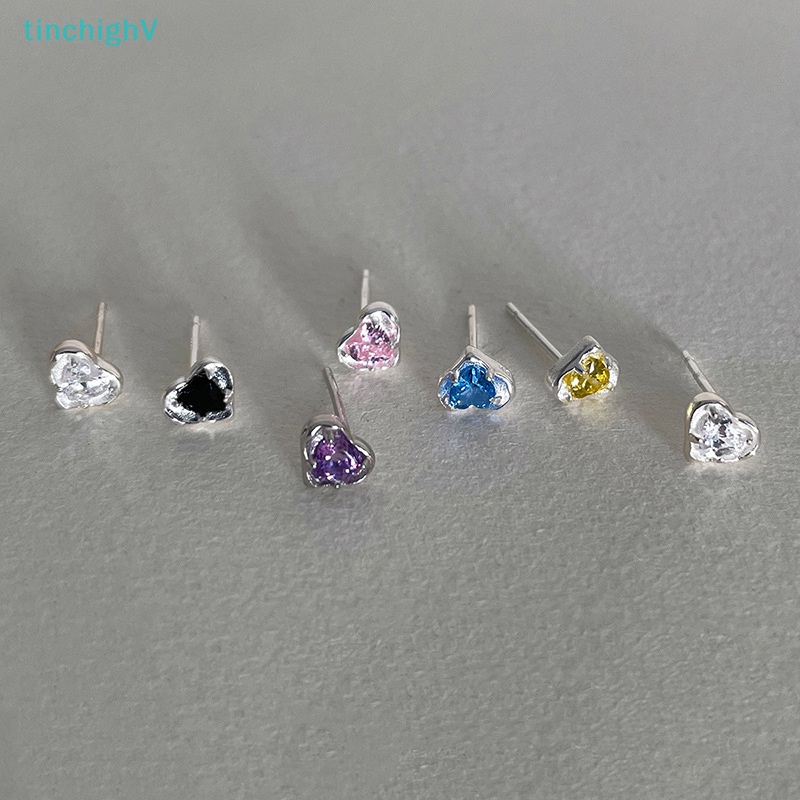 1 Đôi Bông Tai Hình Trái Tim Đính Đá Zircon Mini Nhiều Màu Thời Trang Cho Nữ