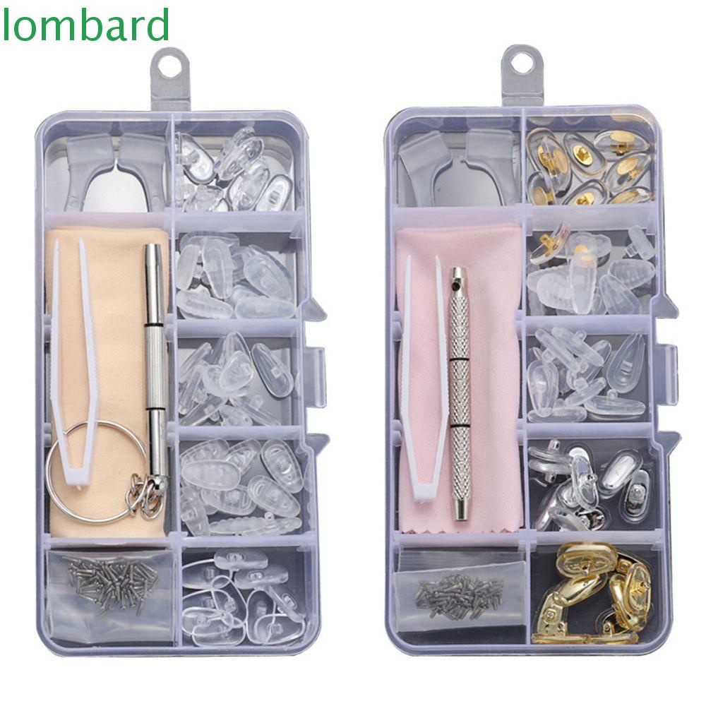 LOMBARD Bộ Đệm Mũi Silicone Hỗn Hợp Với Tua Vít + Nhíp Sửa Chữa Mắt Kính