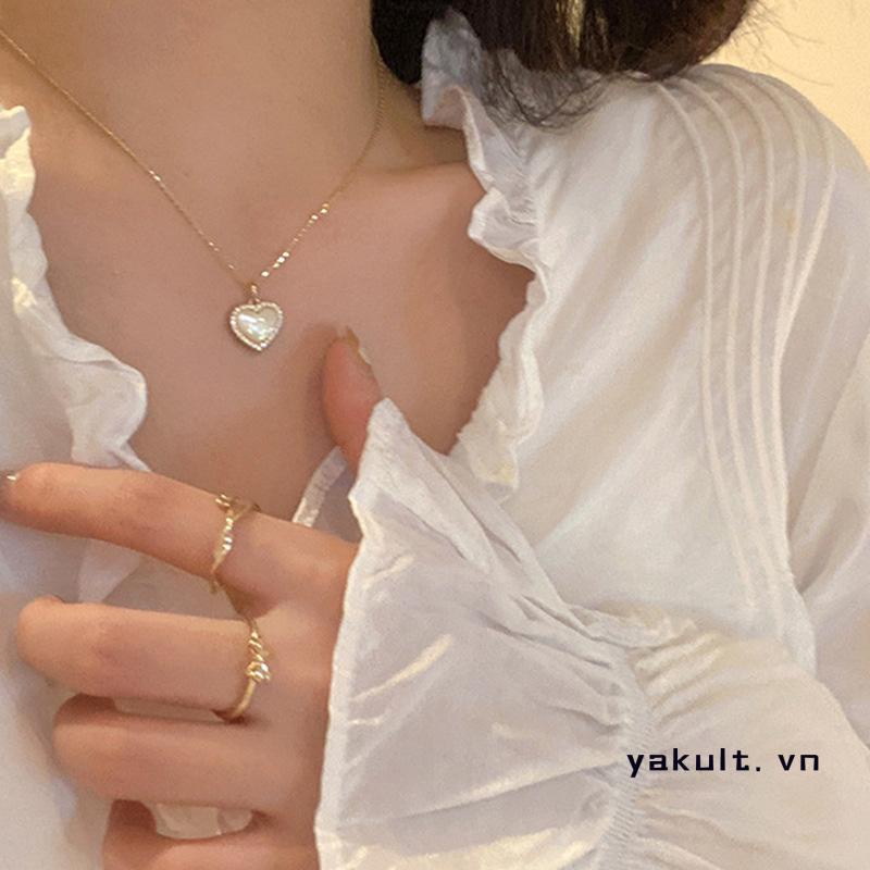 🎀 yakult 🎀Vòng cổ mặt hình trái tim đính đá zircon thời trang xinh xắn cho nữ