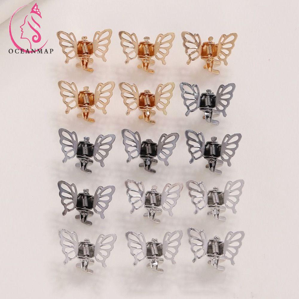 OCEANMAP Set 2~5 Vòng Kẹp Tóc Bướm Bằng Hợp Kim Màu Vàng / Bạc Dành Cho Trẻ Em